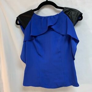 🌟BEBE FAUX LEATHER SHOULDER RUFFLE TOP🌟